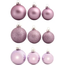 Ялинкова іграшка House Of Seasons Скляні кульки 26 шт D7 см D6 см D5 см Бузкові (8720362102854)