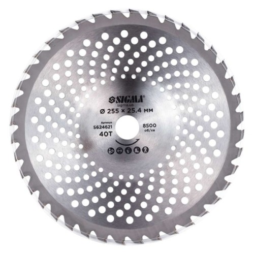 Ніж для тримера Sigma з твердосплавними напайками 255x25.4мм 40Т хвилеподібний (5624621)