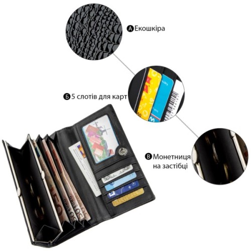 Гаманець Kivi З екошкіри Чорний (19012)