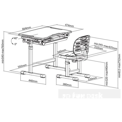 Парта зі стільцем FunDesk Piccolino III Pink-w