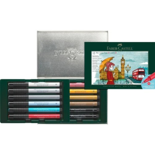 Лайнер Faber-Castell набір капілярних ручок Pitt Artist Pen Set London, 12 шт (33018)