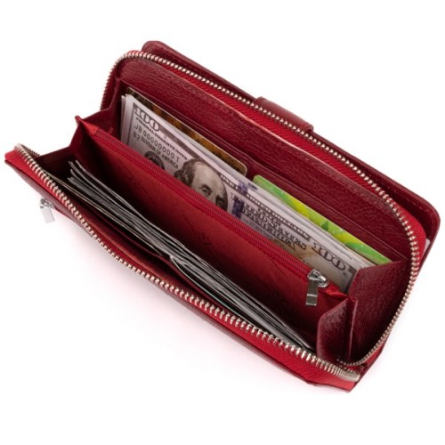 Гаманець ST Leather Зі шкіри жіночий Бордовий (19307)