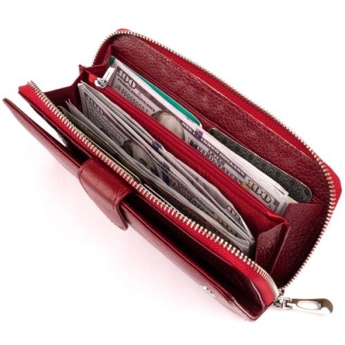 Гаманець ST Leather Зі шкіри жіночий Бордовий (19307)