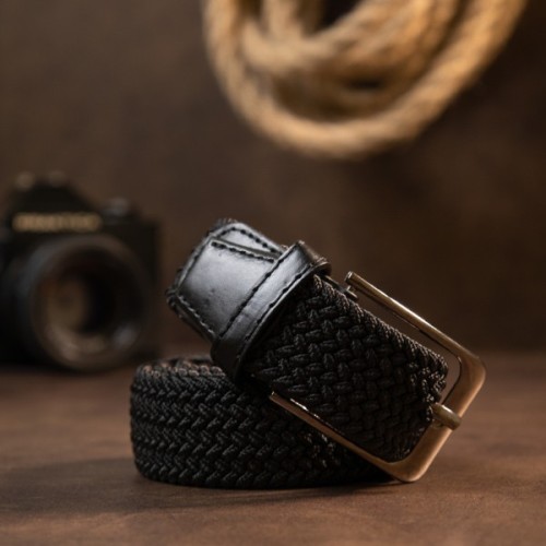 Ремінь Vintage Текстильний чоловічий Чорний (20525)