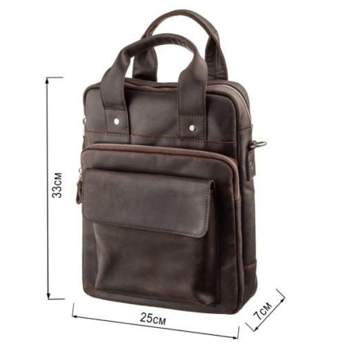 Сумка Shvigel Під А4 у матовій шкірі Коричнева (11166)