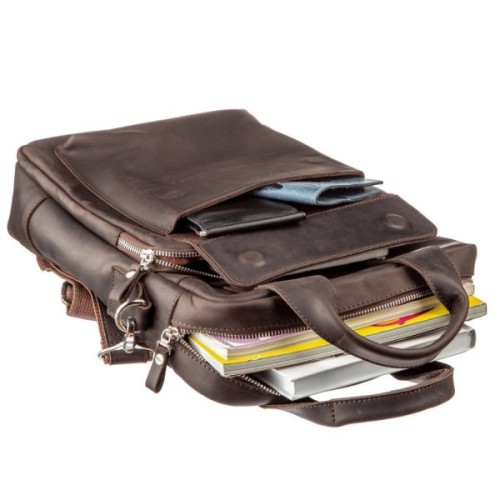 Сумка Shvigel Під А4 у матовій шкірі Коричнева (11166)