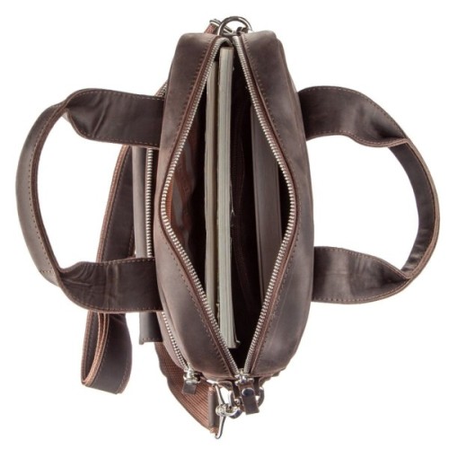 Сумка Shvigel Під А4 у матовій шкірі Коричнева (11166)