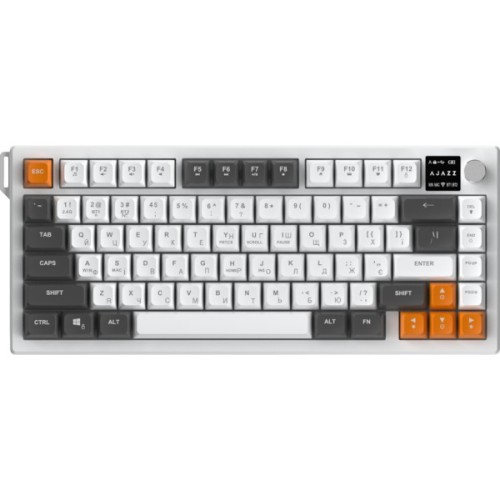 Клавіатура Ajazz AF82 Wireless/Bluetooth/USB UA Gray/White/Orange (AF82-GWO)