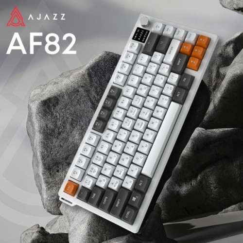Клавіатура Ajazz AF82 Wireless/Bluetooth/USB UA Gray/White/Orange (AF82-GWO)