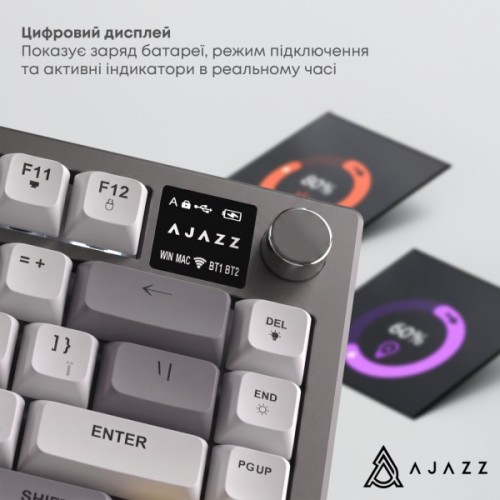 Клавіатура Ajazz AF82 Wireless/Bluetooth/USB UA Gray/White/Orange (AF82-GWO)