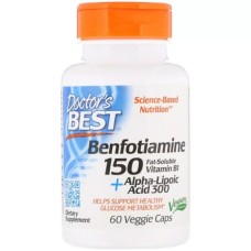 Антиоксидант Doctor's Best Бенфотіамін 150 + альфа-ліпоєва кислота 300, Benfotiamine 150 + Alph (DRB-00251)