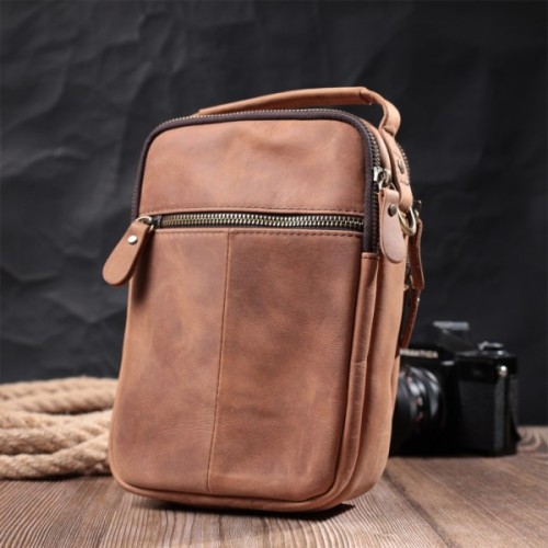 Сумка Vintage Вінтажна для чоловіків з натуральної шкіри Коричнева (22811)