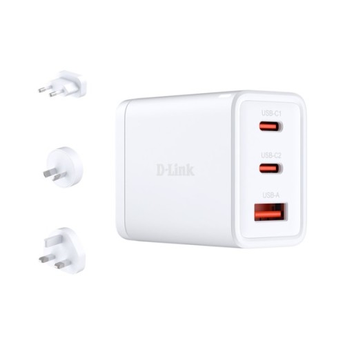 Зарядний пристрій D-Link 2xUSB-C + 1xUSB-A 65W GaN white (DCP-651)