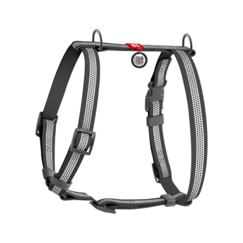 Шлея для собак WAUDOG Waterproof анатомічна Н-подібна, світловідбивна S сіра (328011)