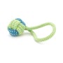 Іграшка для собак Voltronic Мотузка-апорт із вузлами форма кулі з петлею 6х14 см зелено-синя (YT41101)