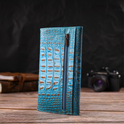 Портмоне Canpellini З натуральної шкіри Блакитне (21703)