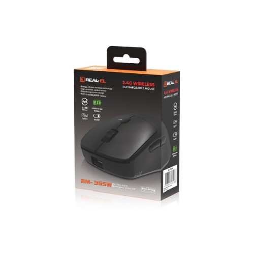 Мишка REAL-EL RM-355W Wireless Black (EL123200054)