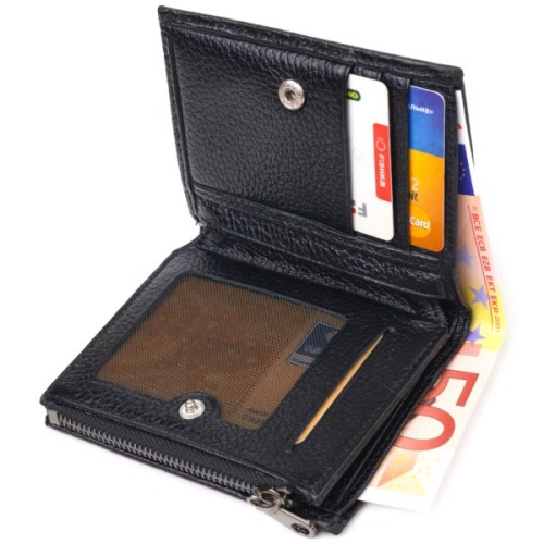 Гаманець Canpellini З натуральної шкіри з тисненням під крокодила Чорний (21673)