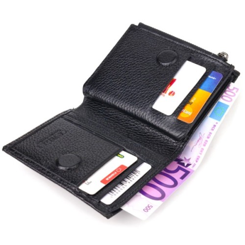 Гаманець Canpellini З натуральної шкіри з тисненням під крокодила Чорний (21673)