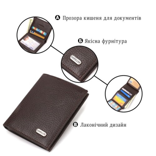 Гаманець Canpellini З натуральної шкіри Коричневий (21873)