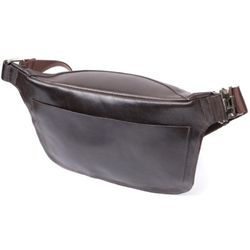 Сумка Grande Pelle Бананка з натуральної шкіри Коричнева (22814)