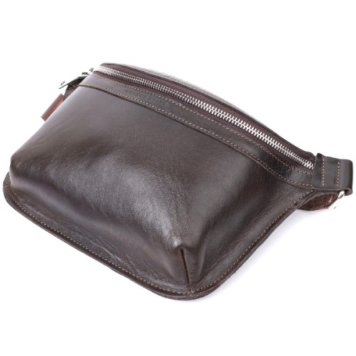 Сумка Grande Pelle Бананка з натуральної шкіри Коричнева (22814)