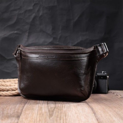 Сумка Grande Pelle Бананка з натуральної шкіри Коричнева (22814)