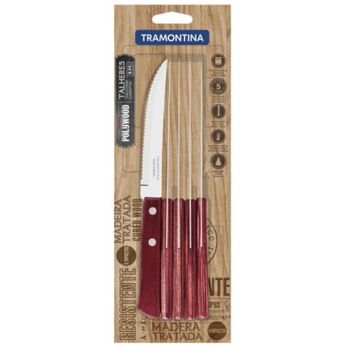 Столовий ніж Tramontina Polywood для стейка 127 мм 6 шт Червоне дерево (21100/675)