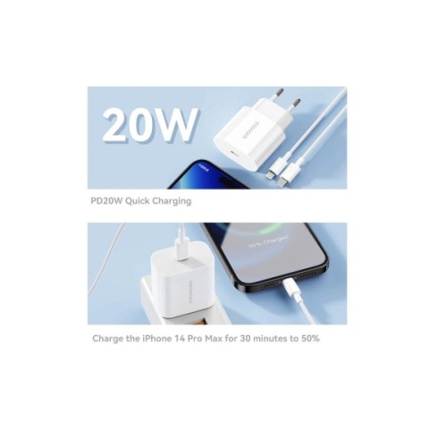 Зарядний пристрій Essager USB-C PD20W + cable USB-C to Lightning white (EFJB02-XBL02-T)