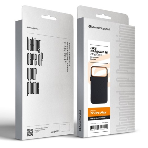 Чохол до мобільного телефона Armorstandart LikeCarbon2 SE MagCase Apple iPhone 17 Pro Max Kevlar Black Orange (ARM89165)