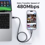 Дата кабель USB-C to USB-C 1.0m PD 100W display L509 black Ugreen (35501)