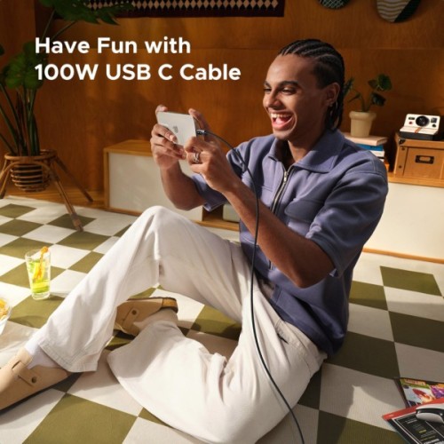Дата кабель USB-C to USB-C 1.0m PD 100W display L509 black Ugreen (35501)