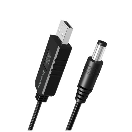 Кабель живлення USB to DC 5.5x2.5mm 9V 1.0m black ColorWay (CW-CBUD066-BK)