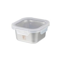 Харчовий контейнер Bergner Go Lovers з нержавіючої сталі квадратний 640 мл (BG-36313-GY)