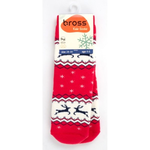 Шкарпетки дитячі Bross махрові новорічні (9901-4-6-red)