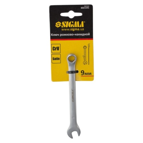 Ключ Sigma ріжково-накидний 9мм CrV satine з підвісом (6021541)