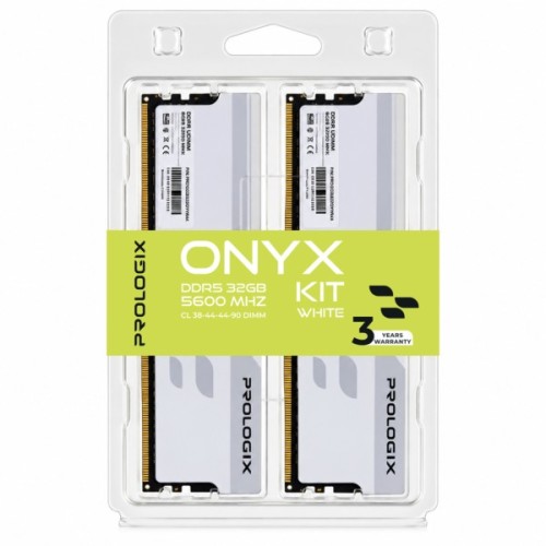 Модуль пам'яті для комп'ютера DDR5 32GB (2x16GB) 5600 MHz Onyx White Prologix (PRO32GB5600YW5K)