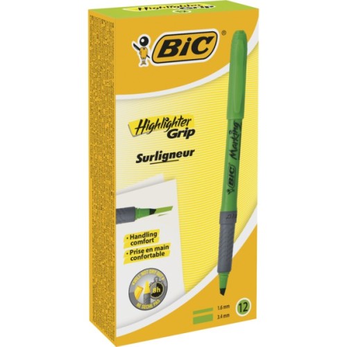 Маркер Bic текстовиділювач Grip, зелений (bc811932)
