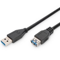 Дата кабель USB 3.0 AM/AF 3.0m black Digitus (AK-300203-030-S)