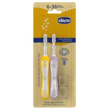 Дитяча зубна щітка Chicco 6-36 міс., 2 шт. бузково/жовта (8058664174706) (12082.00)
