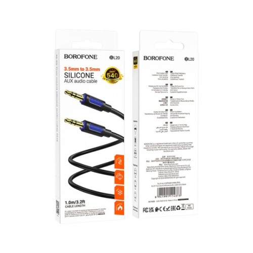 Кабель мультимедійний 3.5mm M to 3.5mm M 1.0m silicone black BOROFONE (6941991114373)