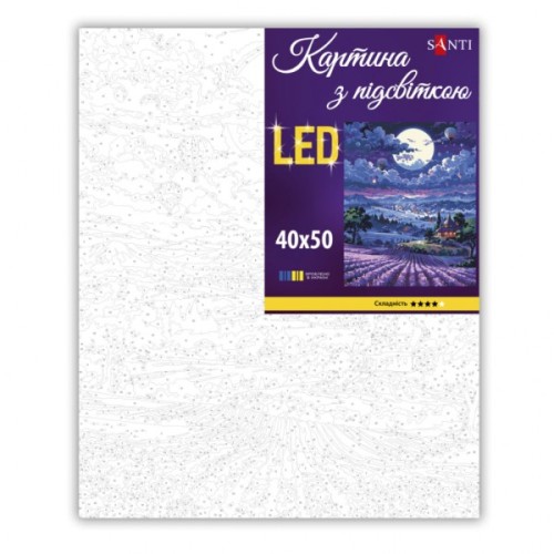 Картина по номерам Santi Захід сонця та лаванда 40х50 см LED (956653)