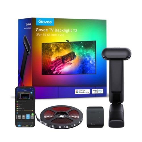 Світлодіодна стрічка Govee Набір H605C Envisual TV Backlight T2 with Dual Cameras 55-65'', RGBIC, WI-FI/Bluetooth, чорний (H605C311)