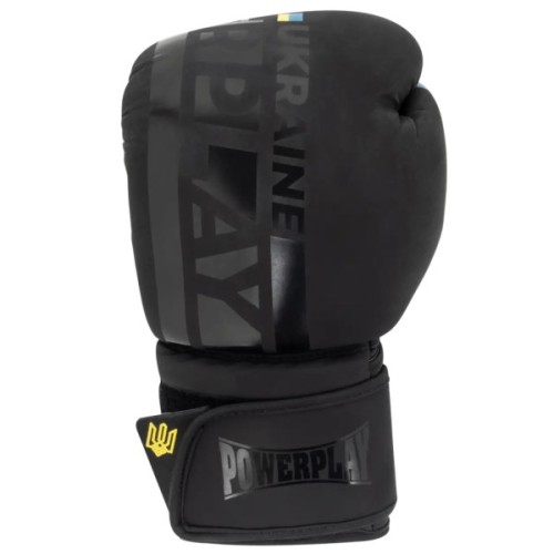 Боксерські рукавички PowerPlay 3021 Ukraine Чорні 12 унцій (PP_3021_12oz_Black)