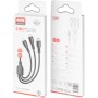Дата кабель USB 2.0 AM to Lightning + Micro 5P + USB-C 3A black XO (CB-23U3-BK)