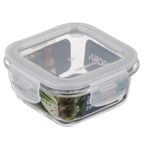 Харчовий контейнер Ardesto Gemini квадратний, 0.31л, боросилікатне скло, прозорий (AR1230BSQ)