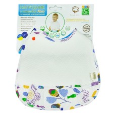 Нагрудничок Еко Пупс Jersey Abso непромокаючий з кишенею 26х31 (меланж Квіти) (WBJA014)