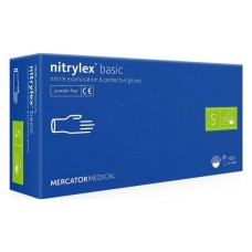 Медичні рукавички Mercator Medical Nitrylex Basic Нітрилові Неопудрені діагностичні Розмір S Сині 100 шт. (3.1005) (5906615034506/5906615122494)