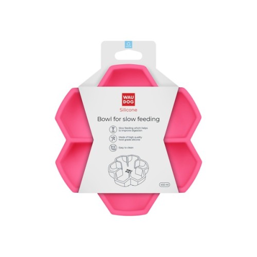 Універсальний посуд для тварин WAUDOG Silicone миска для повільного харчування 450 мл рожева (23537)