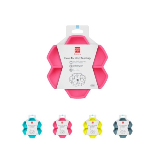 Універсальний посуд для тварин WAUDOG Silicone миска для повільного харчування 450 мл рожева (23537)